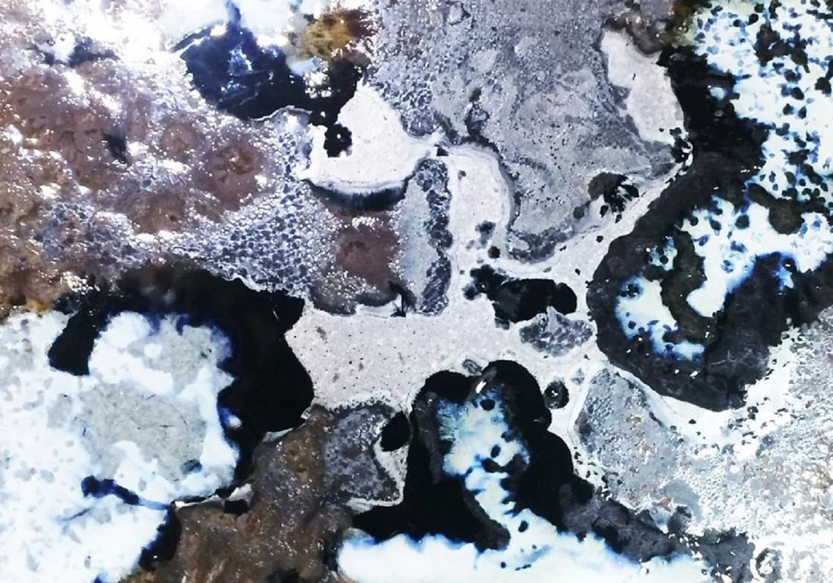 Luxus Esstisch Naturfarben / Mehrfarbig / Silber 200 x 100 x H. 75 cm - Moderner Massivholz Tisch mit edlem Lavastein und Edelstahl Gestell - Esszimmmer Möbel - Luxus Qualität