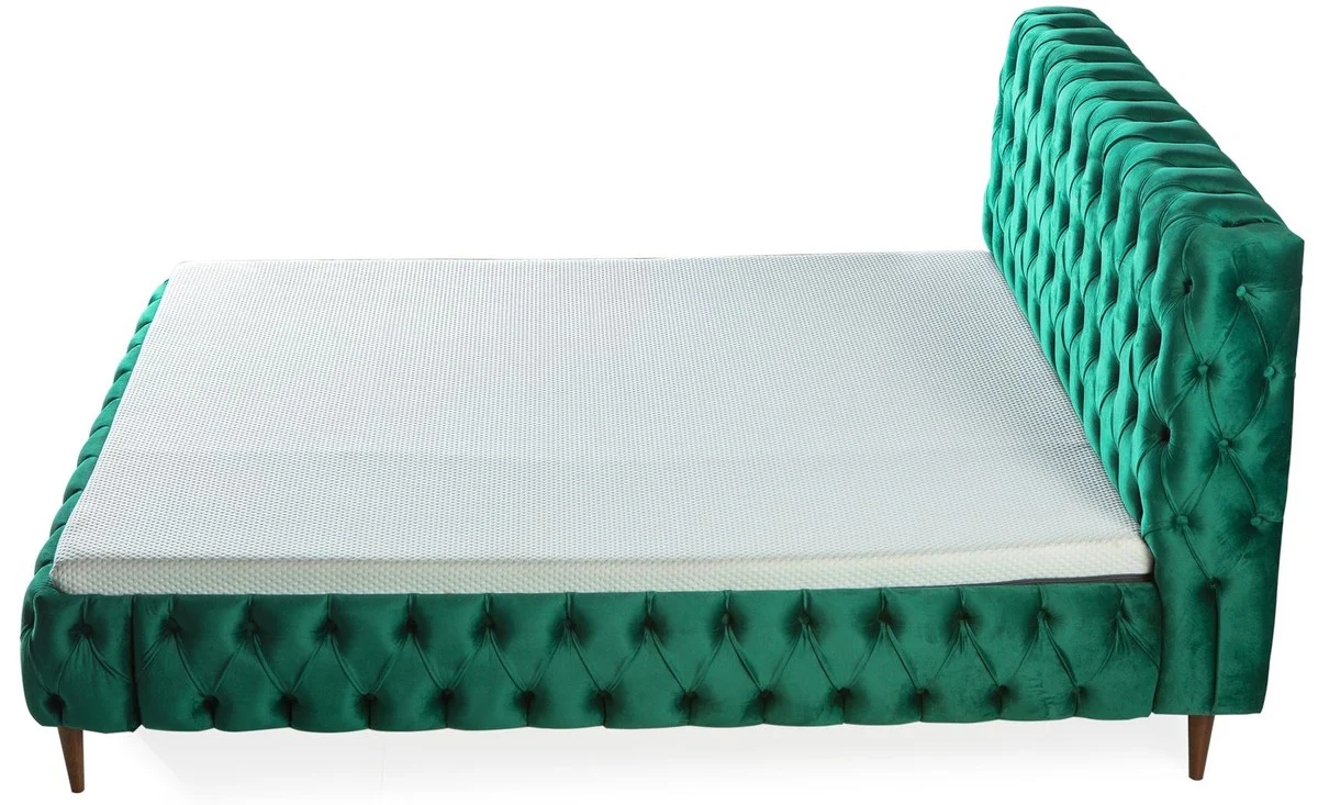 Luxus Chesterfield Doppelbett Grün / Braun - Verschiedene Größen - Modernes Bett mit Matratze - Schlafzimmer Möbel