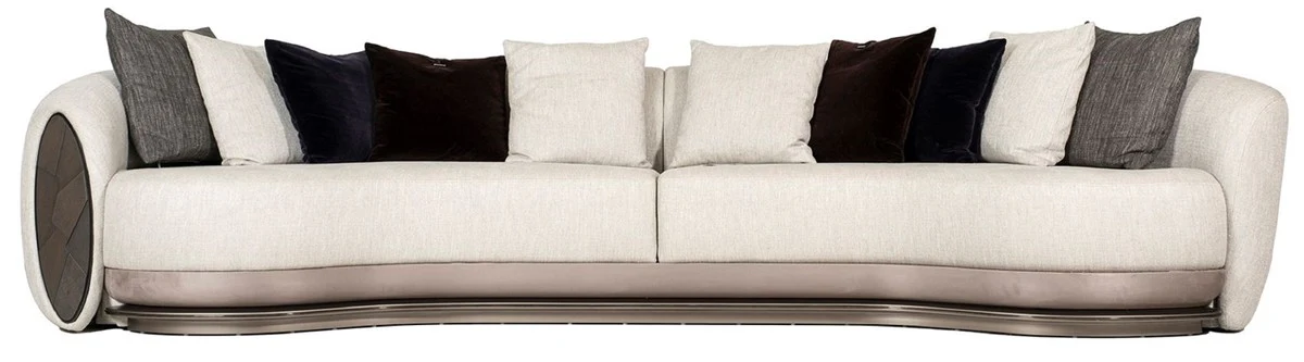 Luxus Sofa Grau / Dunkelbraun / Bronze 370 x 103 x H. 76 cm - Wohnzimmer Sofa - Hotel Sofa - Wohnzimmer Möbel - Hotel Möbel - Luxus Möbel - Luxus Kollektion