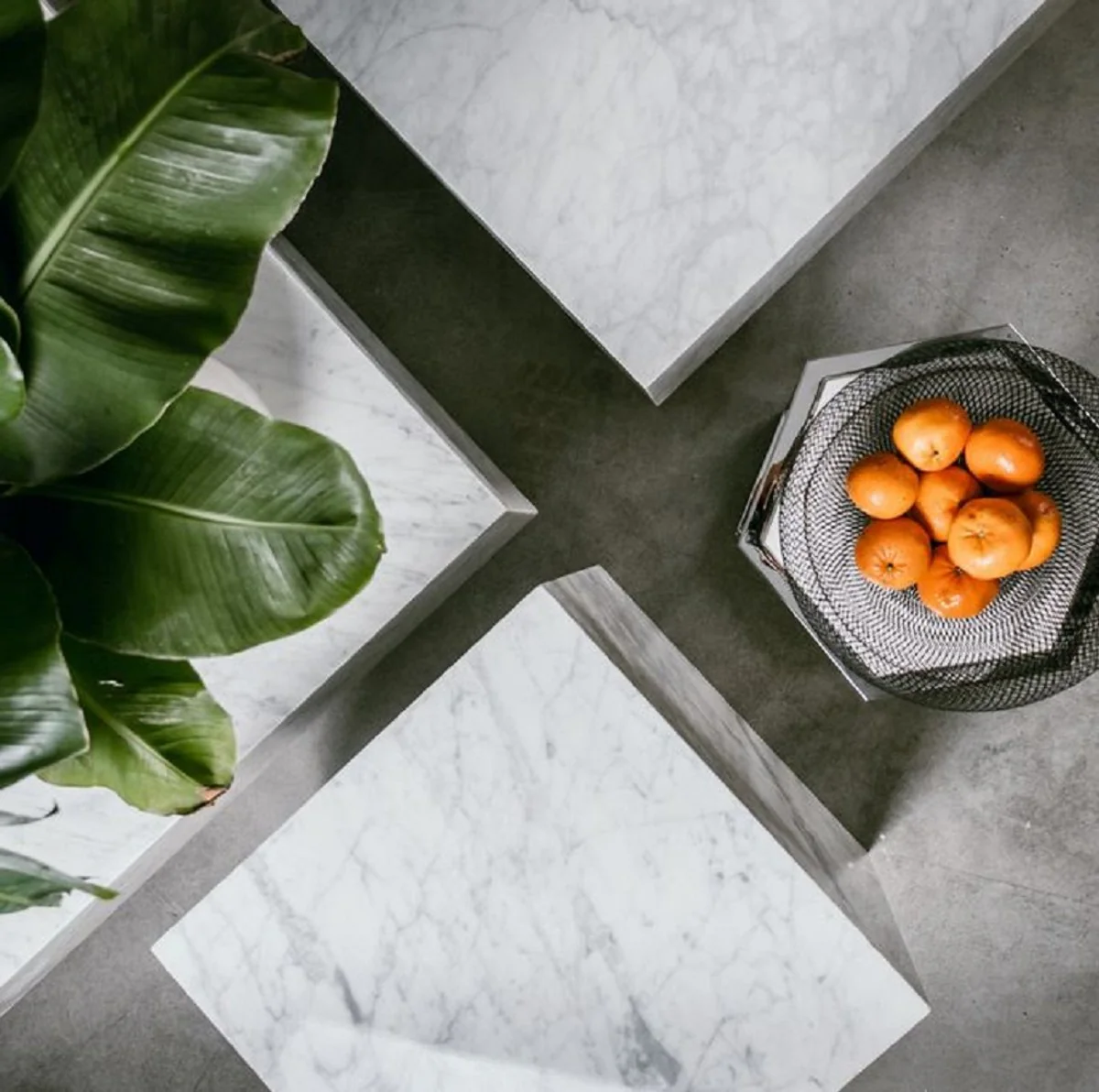 Luxus Beistelltisch Weiß 48 x 48 x H. 55 cm - Quadratischer Wohnzimmertisch aus Carrara Marmor - Marmortisch - Luxus Qualität