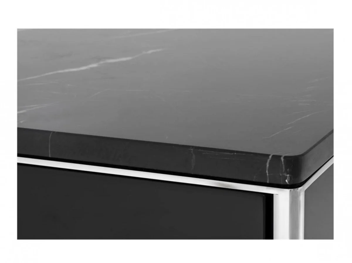 Luxus Art Deco Designer Beistelltisch mit Marmorplatte und Rauchglas - Luxus Kollektion