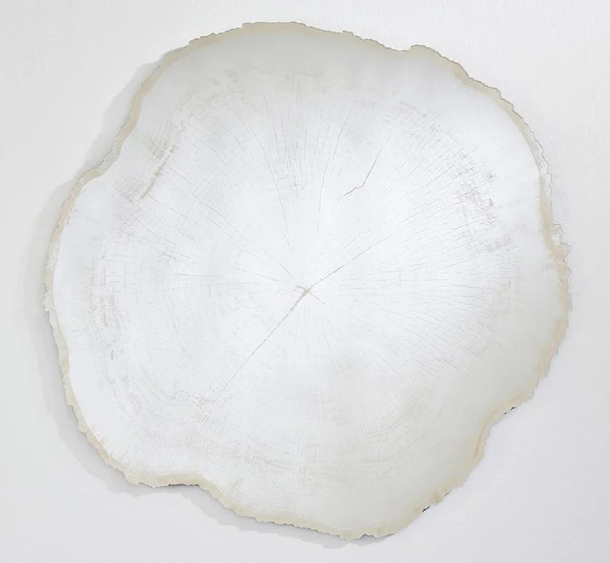 Luxus Wandspiegel im Baumscheiben Design Weiß / Beige 80 x 2,5 x H. 78 cm - Wohnzimmer Spiegel - Schlafzimmer Spiegel - Garderoben Spiegel - Luxus Möbel - Luxus Interior