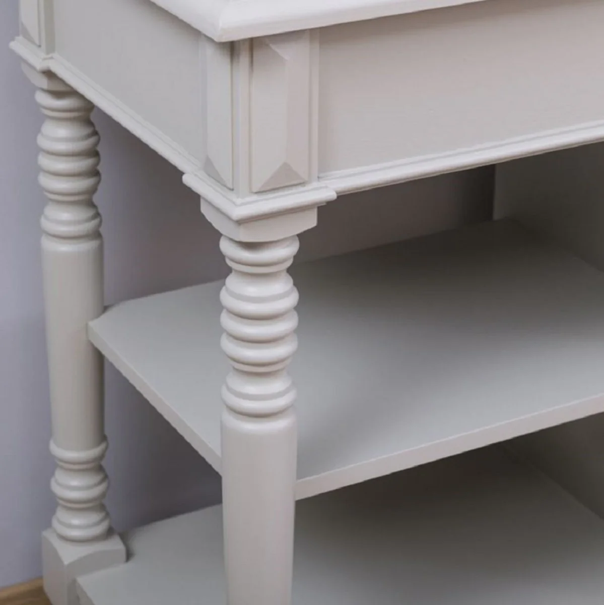 Landhausstil Badezimmer Set Grau / Naturfarben / Mehrfarbig - 1 Doppelwaschtisch & 1 Wandspiegel - Massivholz Badezimmermöbel im Landhausstil