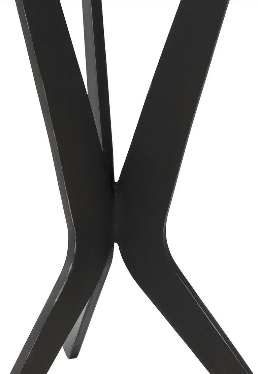 Luxus Beistelltisch Schwarz / Bronzefarben Ø 30,5 x H. 52 cm - Runder Tisch mit Granitplatte und Metall Beinen - Wohnzimmer Möbel - Luxus Möbel