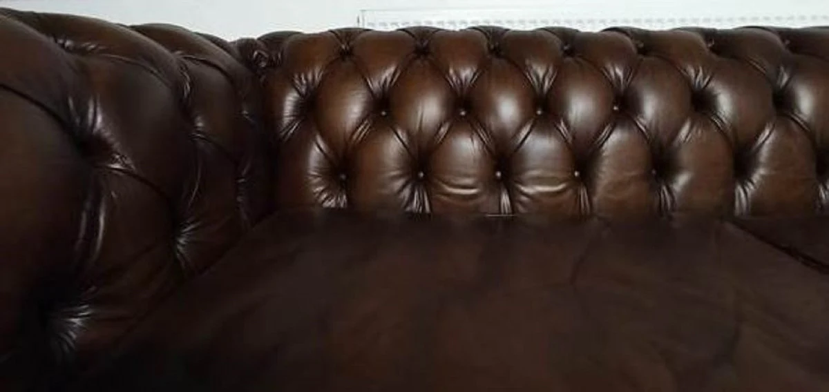 Luxus Chesterfield Leder Sofa Vintage Dunkelbraun 240 x 100 x H. 80 cm - Echtleder Wohnzimmer Sofa - Wohnzimmer Möbel - Chesterfield Möbel - Luxus Möbel - Luxus Wohnzimmer Einrichtung