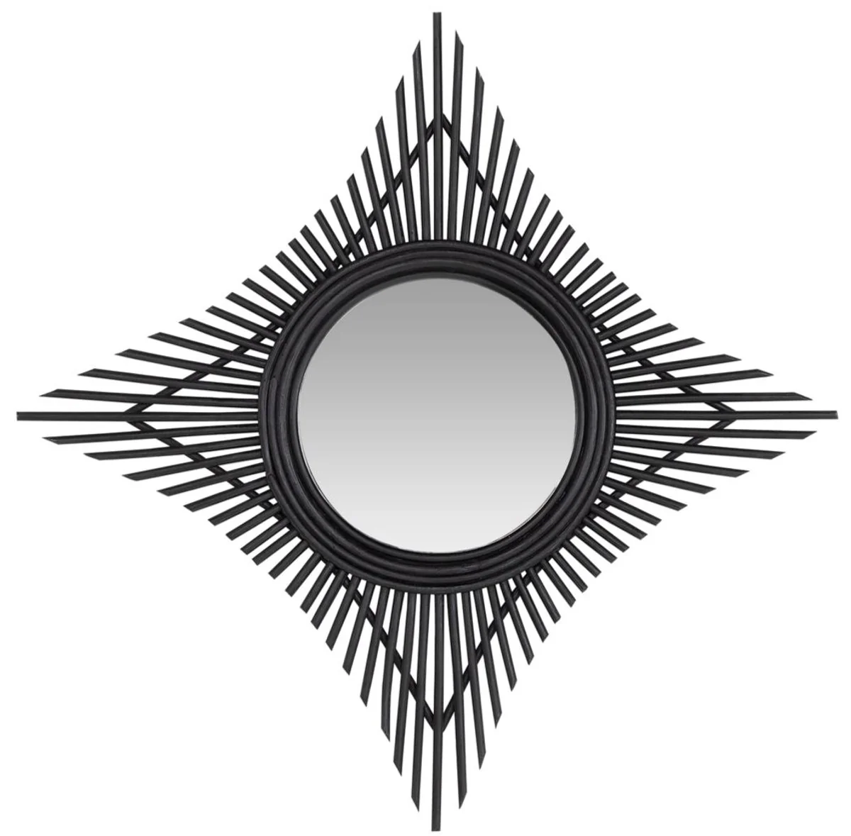Designer Rattan Spiegel Schwarz 70 x 3,5 x H. 70 cm - Deko Accessoires