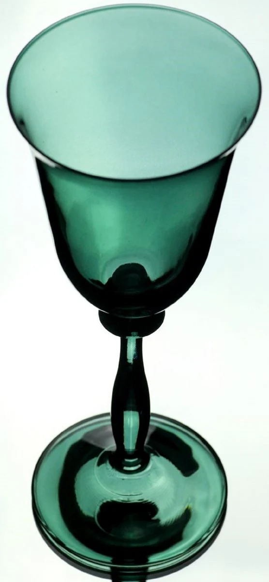 Luxus Barock Weißweinglas 6er Set Grün Ø 8,5 x H. 21 cm - Handgefertigte Weingläser - Hotel & Restaurant Accessoires - Luxus Qualität