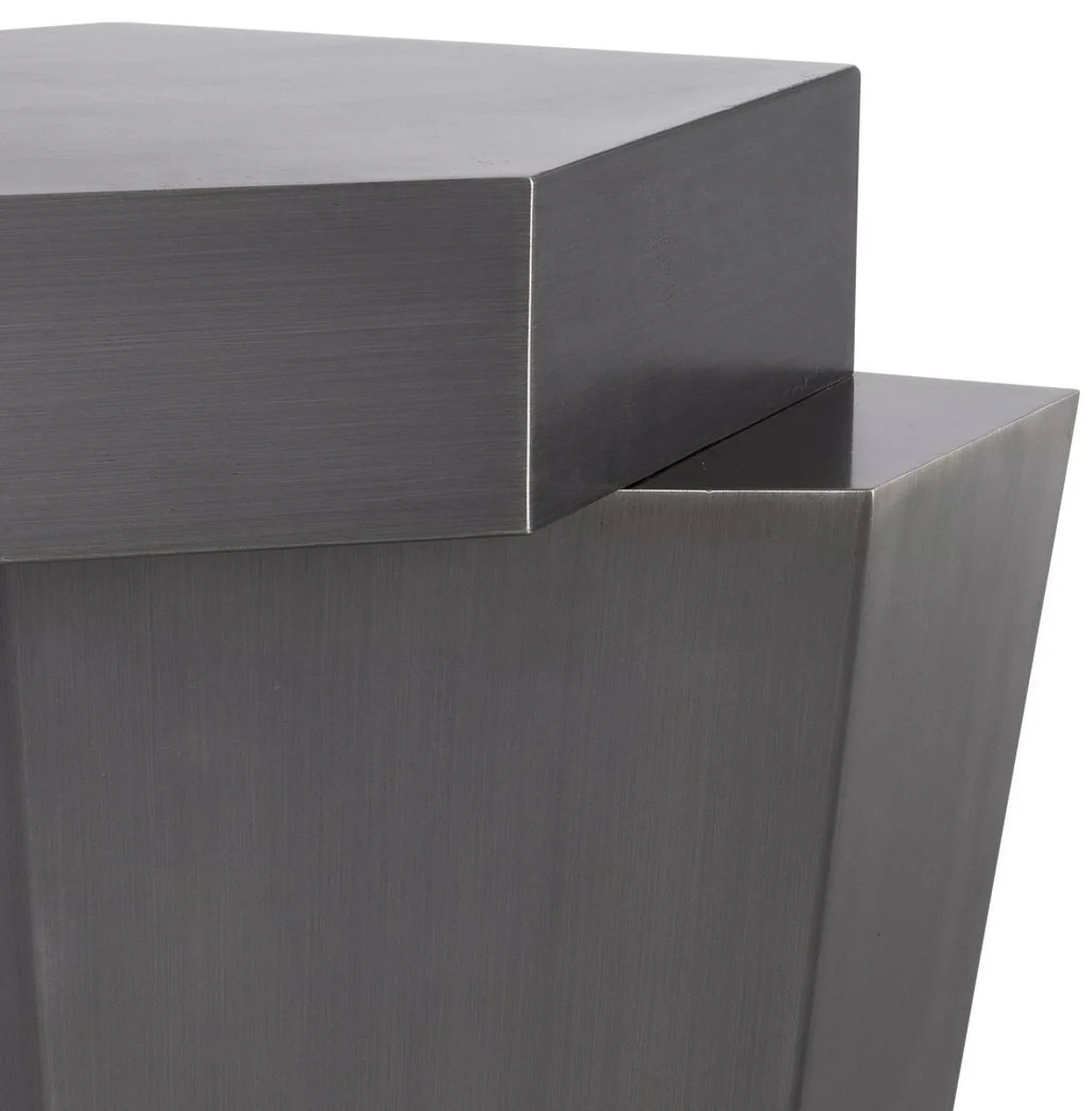 Designer Couchtisch Grau 82 x 52 x H. 45 cm - Wohnzimmertisch mit gebürsteter Oberfläche - Wohnzimmer Möbel - Luxus Qualität