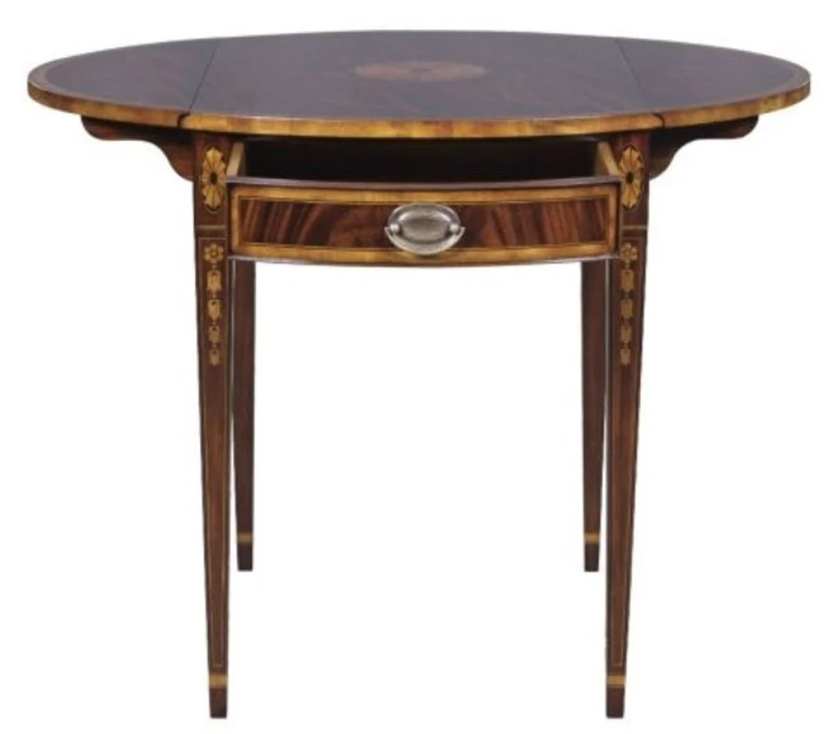 Luxus Mahagoni Beistelltisch mit Schublade Braun 96 x 77 x H. 73 cm - Wohnzimmermöbel