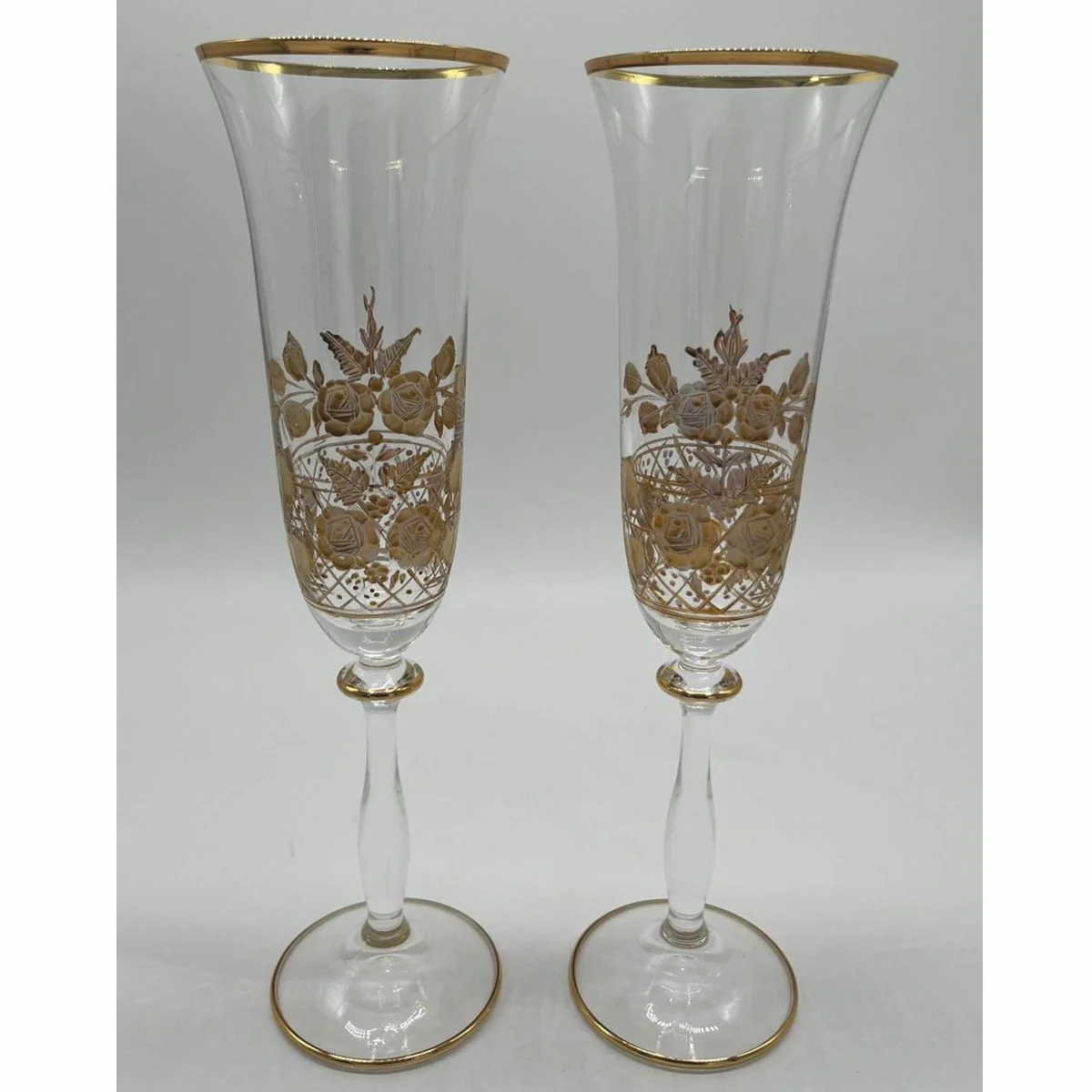Luxus Jugendstil Champagnerglas 2er Set Gold
