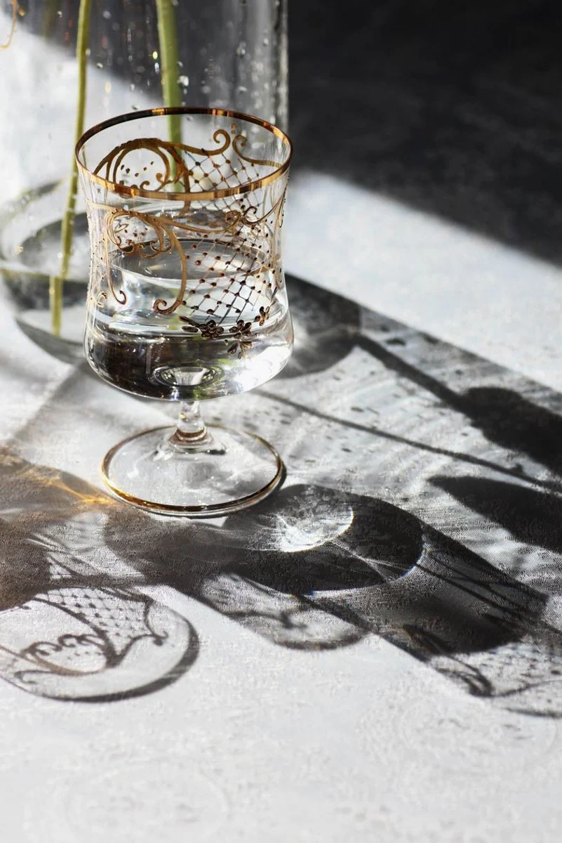 Luxus Barock Brandy Glas 6er Set Gold Ø 8,5 x H. 14,5 cm - Handgefertigte und handbemalte Cognacgläser - Hotel & Restaurant Accessoires - Luxus Qualität