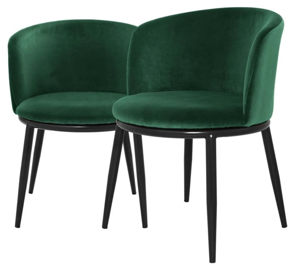 Luxus Esszimmerstuhl Set Grün / Schwarz 57 x 57 x H. 74 cm - Esszimmermöbel