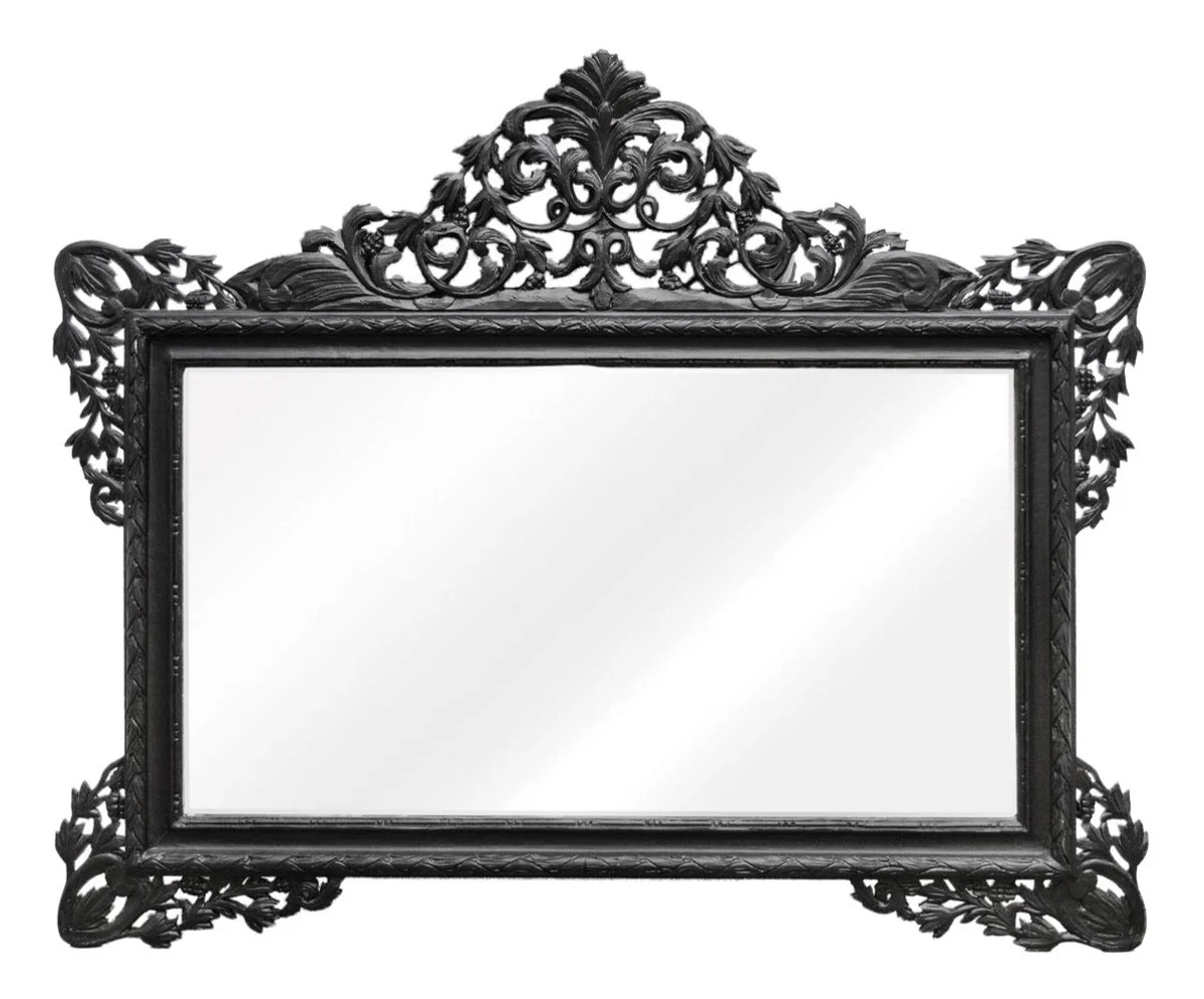 Barock Wandspiegel Schwarz 190 x H. 155 cm - Wohnzimmer Spiegel im Barockstil