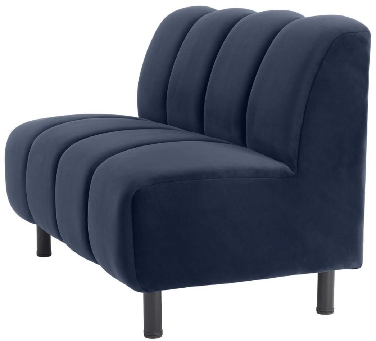 Luxus Couch Mitternachtsblau / Schwarz 121 x 75 x H. 87 cm - Wohnzimmer Sofa mit edlem Samtstoff - Luxus Möbel