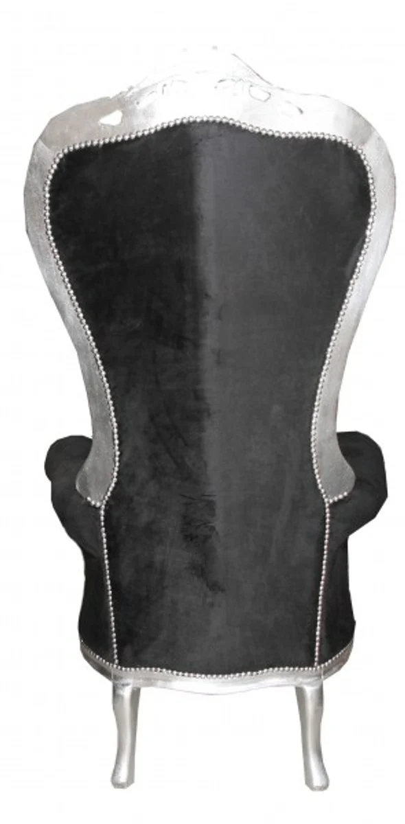 Barock Thron Sessel Majestic Mod1 Schwarz/Silber - Riesensessel -Thron Stuhl Tron