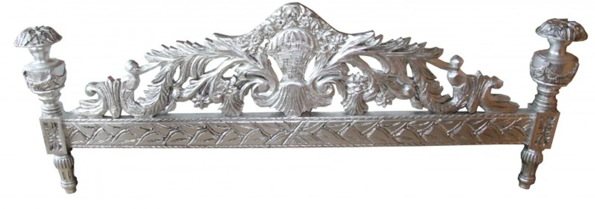 Luxus Barock Bett Antik Rosa / Silber - Luxus Bett - Antik Look