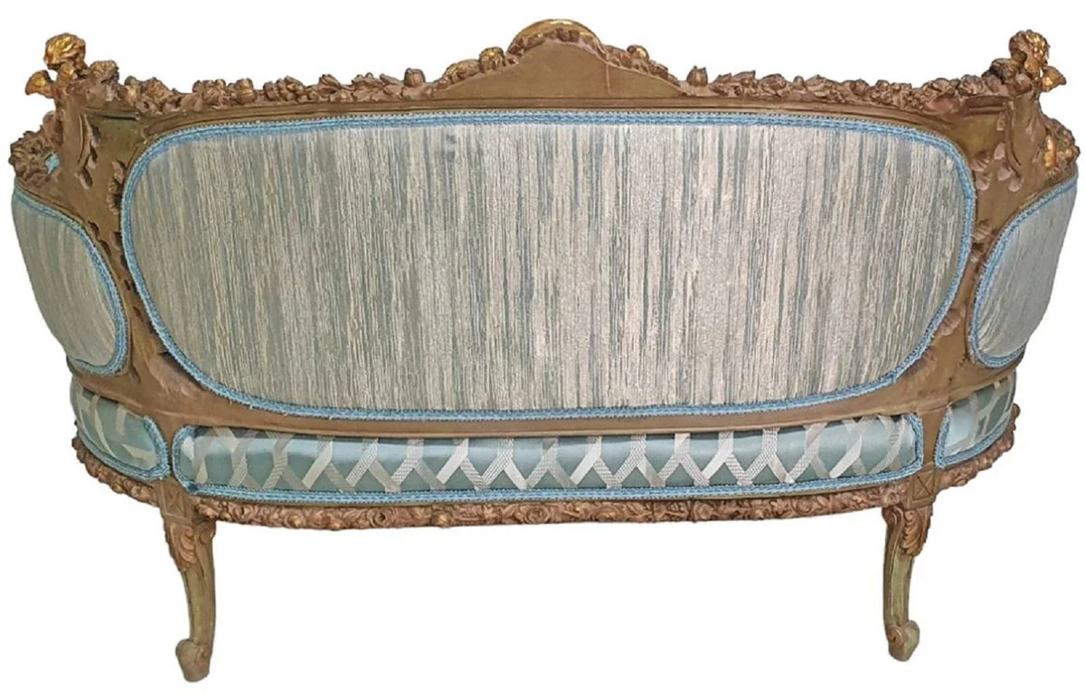 Barock Sofa Türkis / Antik Gold - Prunkvolles Wohnzimmer Sofa im Barockstil - Wohnzimmer Möbel im Barockstil - Barock Möbel - Barock Einrichtung