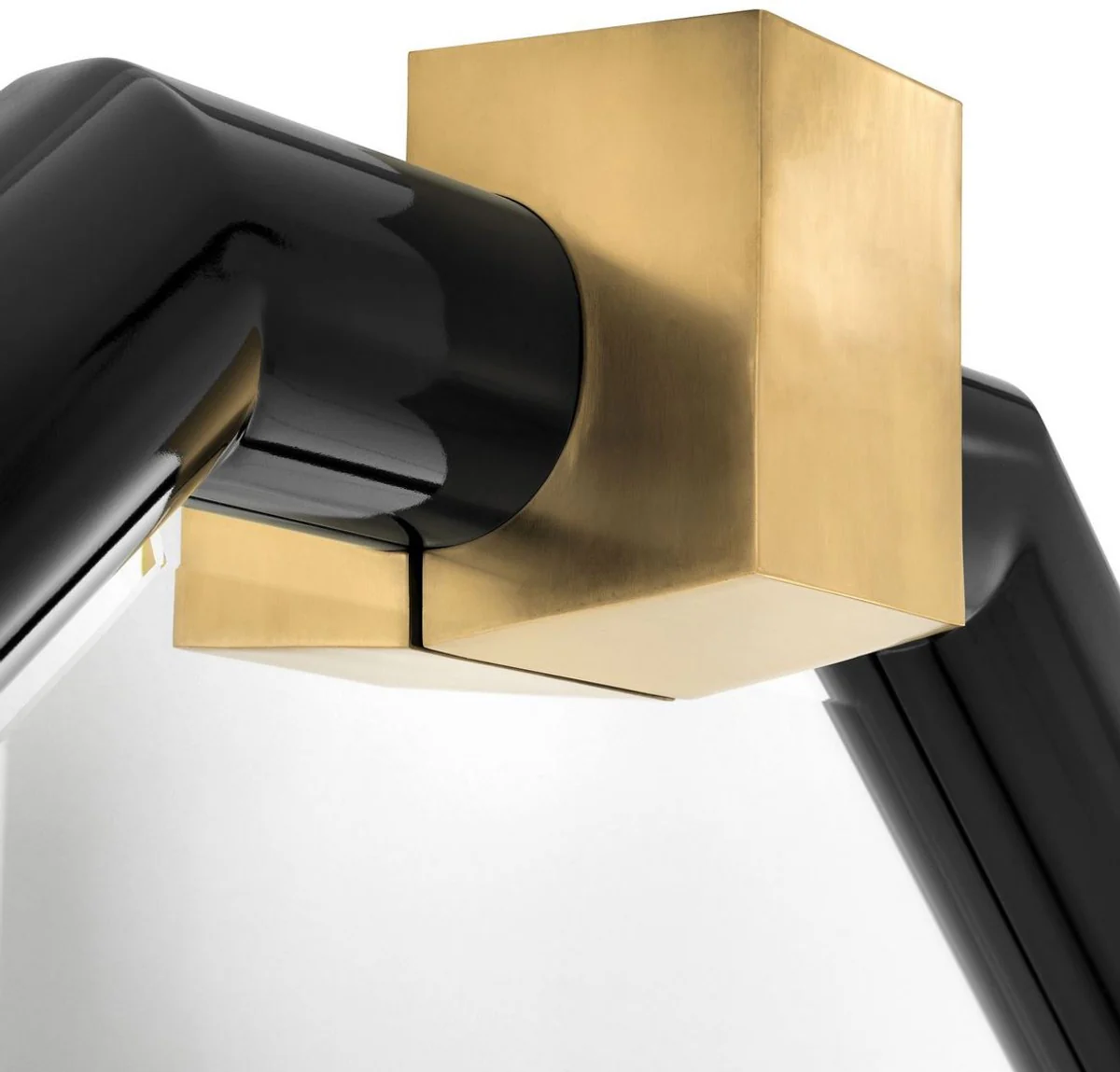 Luxus Wandspiegel Schwarz / Messing 105 x 15 x H. 151 cm - Achteckiger Mahagoni Spiegel - Luxus Qualität