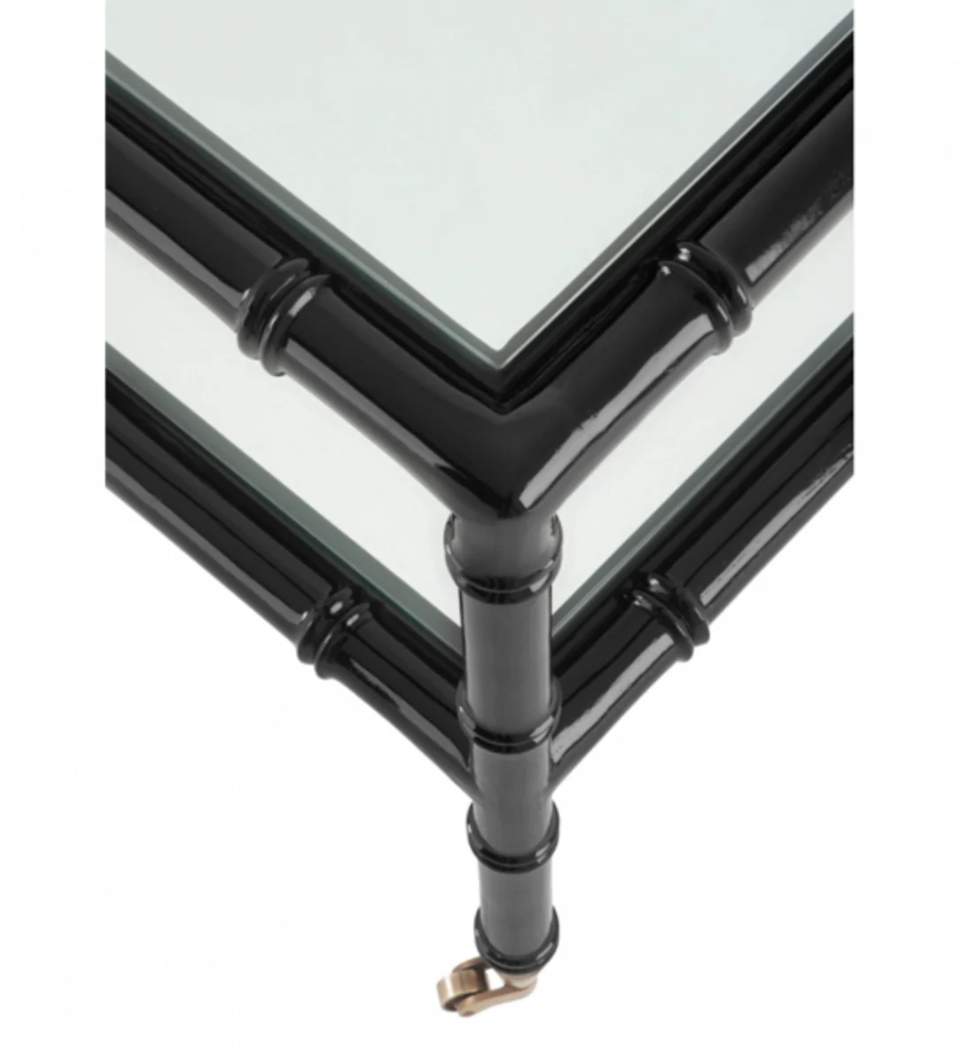 Luxus Art Deco Designer Teakholz Couchtisch Schwarz - Wohnzimmer Salon Tisch - Luxus Qualität