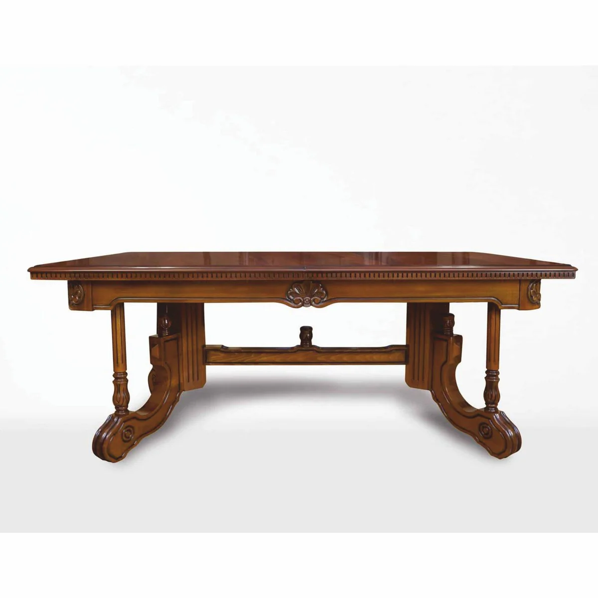 Luxus Barock Esstisch Dunkelbraun / Braun 200-276 cm - Barock Möbel