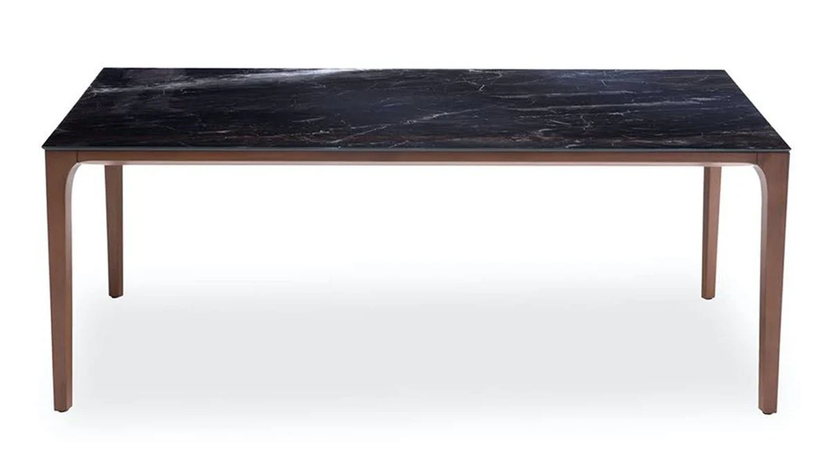 Luxus Designer Esstisch mit Glasplatte in Halb Edelstein Optik - High Class Esszimmer Tisch