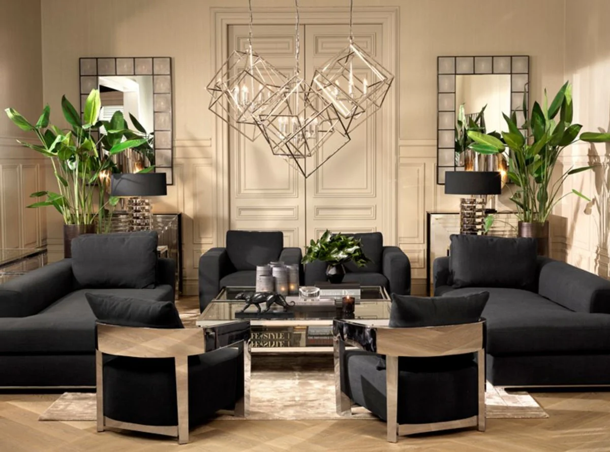 Designer Sofa Schwarz Linksseitig 231 x 101 x H. 85 cm - Luxus Wohnzimmer Möbel