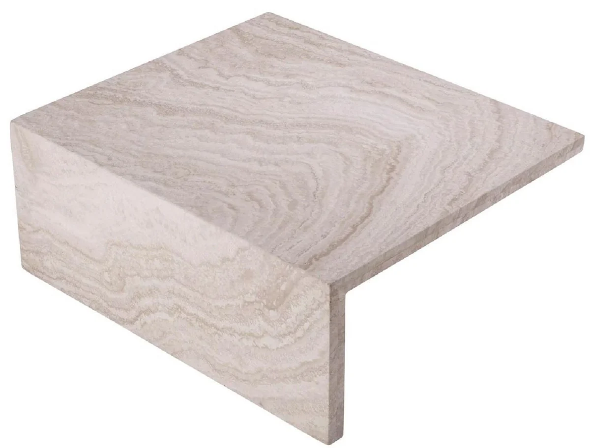 Luxus Travertin Couchtisch Beige 70 x 60 x H. 28 cm - Naturstein Wohnzimmertisch - Wohnzimmer Möbel - Naturstein Möbel - Travertin Möbel - Luxus Möbel - Luxus Einrichtung