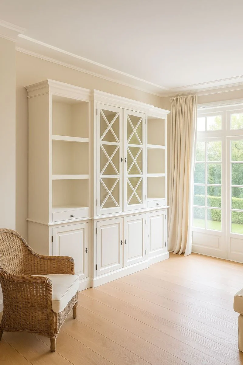 Landhausstil Massivholz Schrank Weiß 220 cm - Landhausstil Möbel