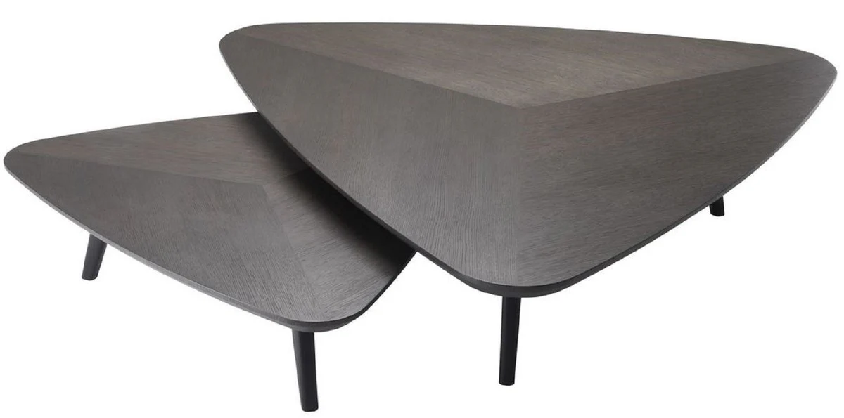 Luxus Couchtisch Set Mokkafarben - 2 Massivholz Wohnzimmertische - Wohnzimmer Möbel - Luxus Qualität