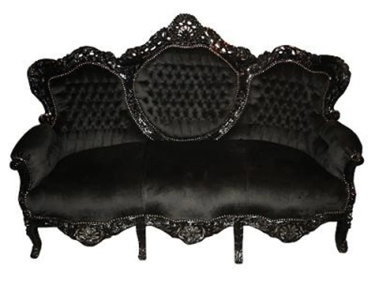 Barock Sofa Garnitur King Schwarz / Schwarz