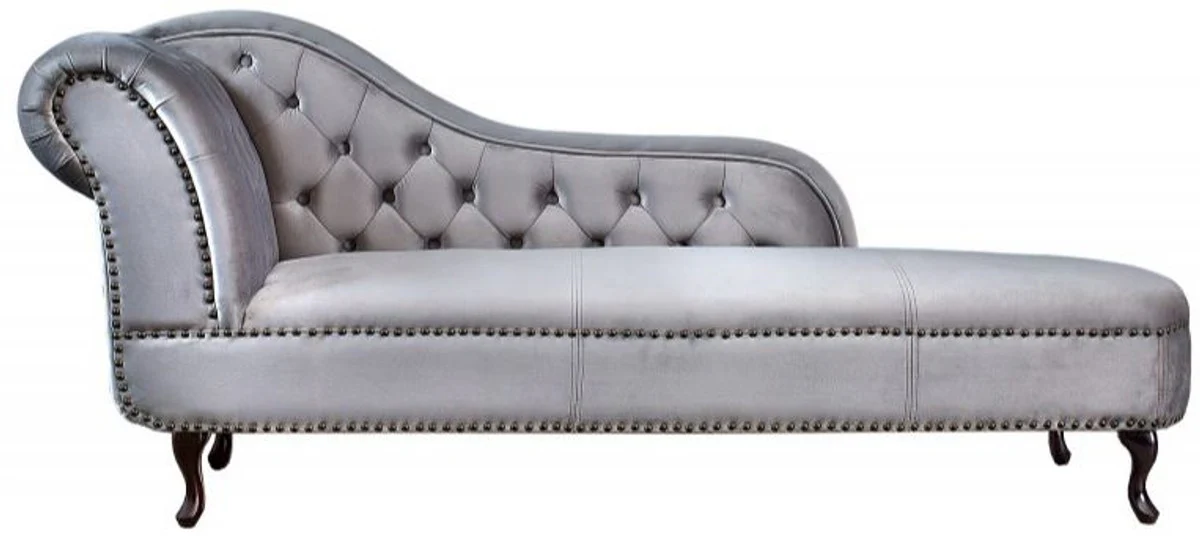 Chesterfield Recamiere / Chaiselongue Silbergrau aus dem Hause - Wohnzimmer Liege Sofa