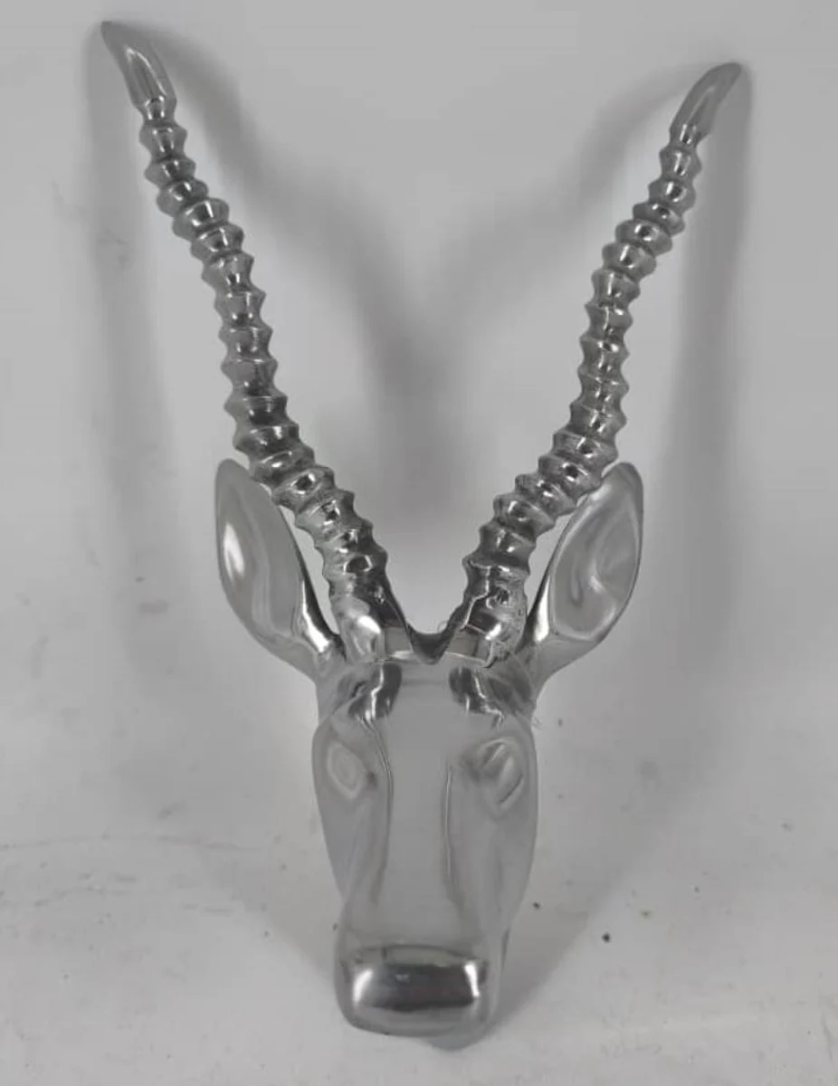 Aluminium Wanddeko Geweih Gazelle Silber H. 30 cm - Deko Accessoires