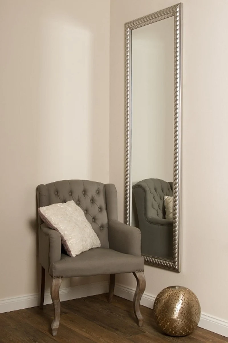 Barock Spiegel / Wandspiegel Antik Silber 62 x H. 187 cm - Barockmöbel