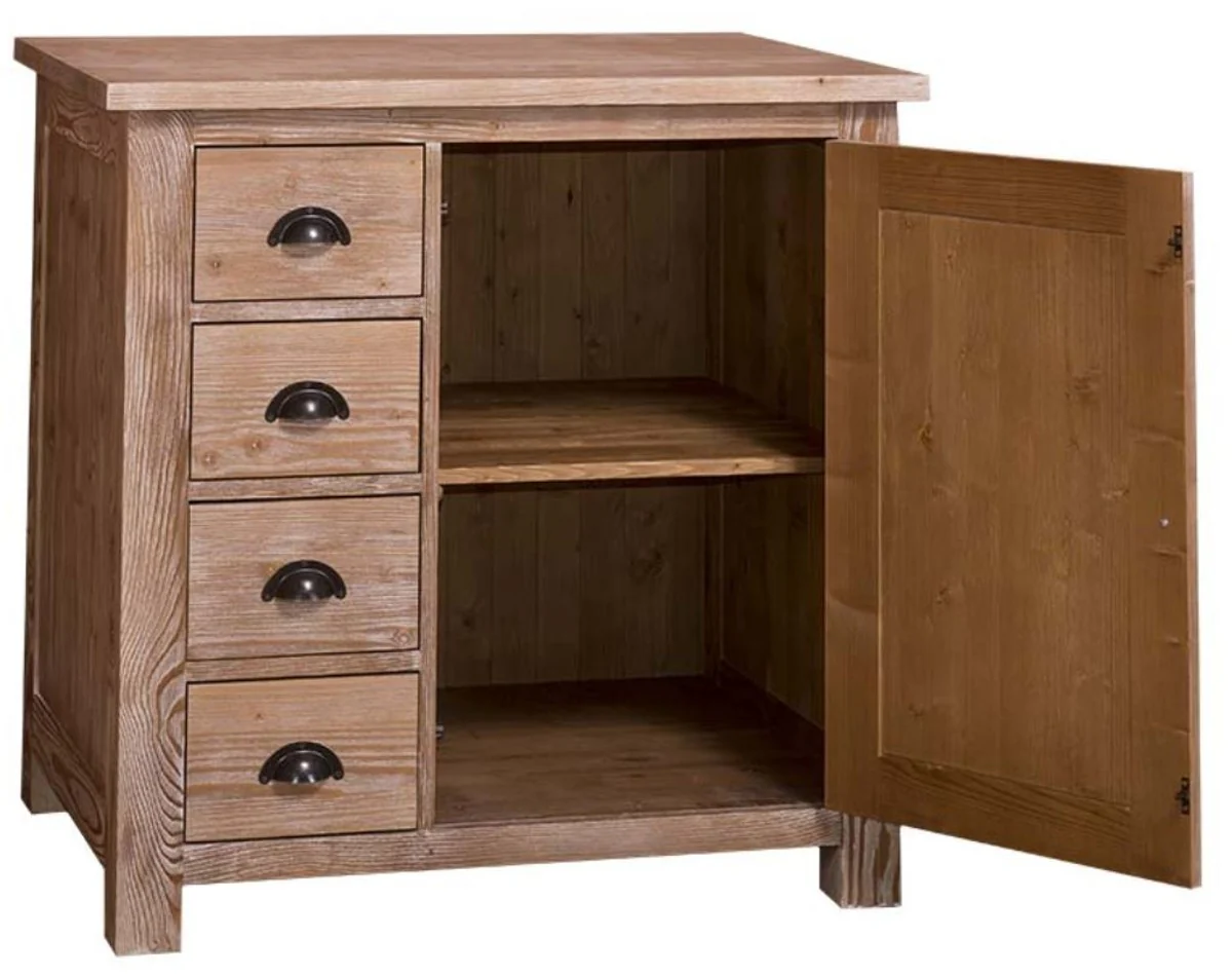 Landhausstil Küchenschrank Naturfarben 92 x 65 x H. 90 cm - Küchen Unterschrank mit Tür und 4 Schubladen
