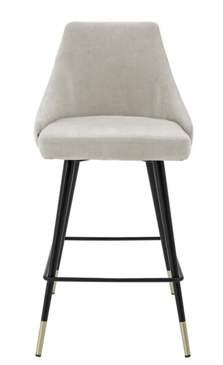 Luxus Barstuhl Sandfarben / Schwarz 47 x 52 x H. 91 cm - Luxus Barmöbel