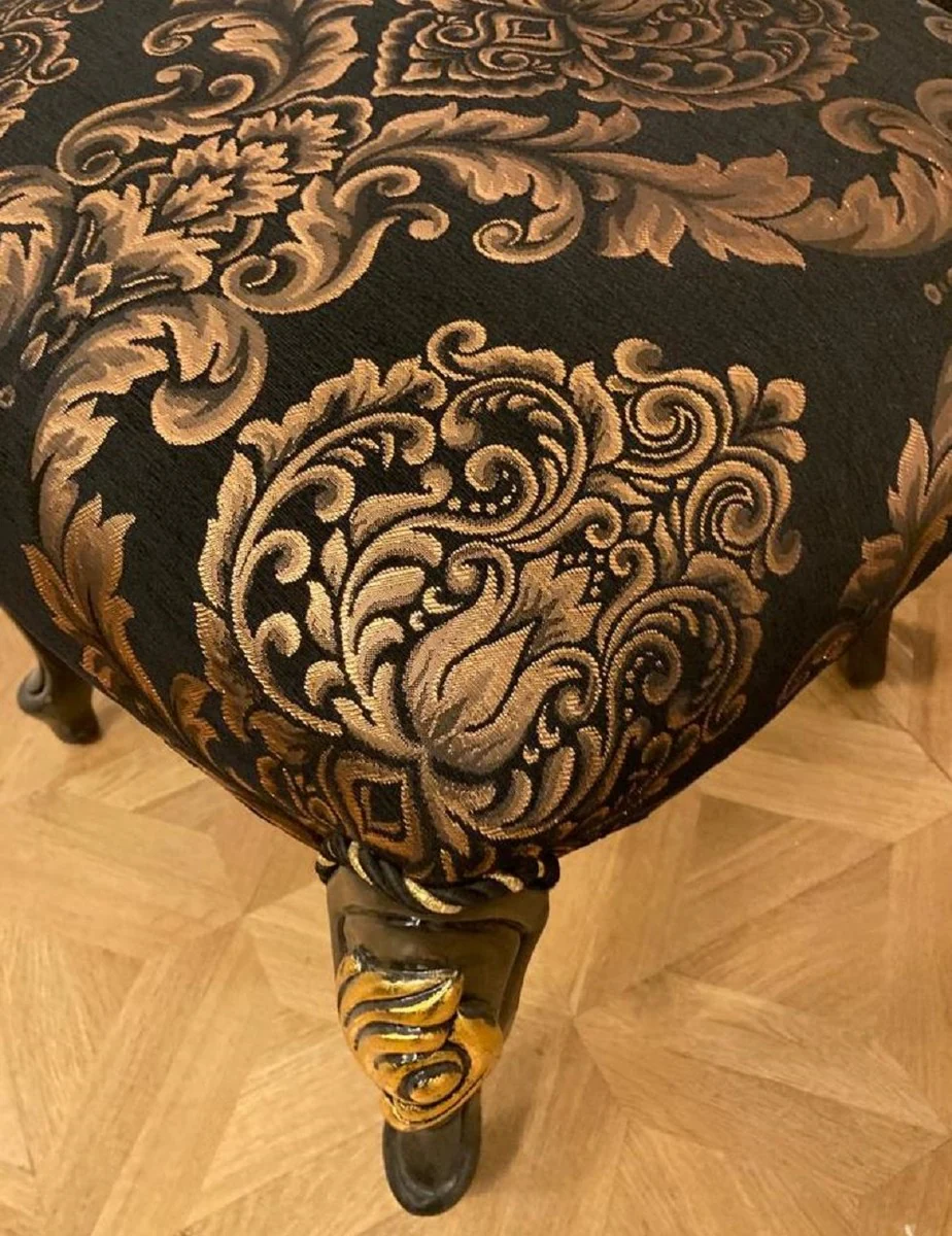 Luxus Barock Esszimmer Stuhl mit elegantem Muster Schwarz / Gold - Esszimmer Möbel im Barockstil - Luxus Möbel im Barockstil - Barock Interior - Barock Möbel - Edel & Prunkvoll