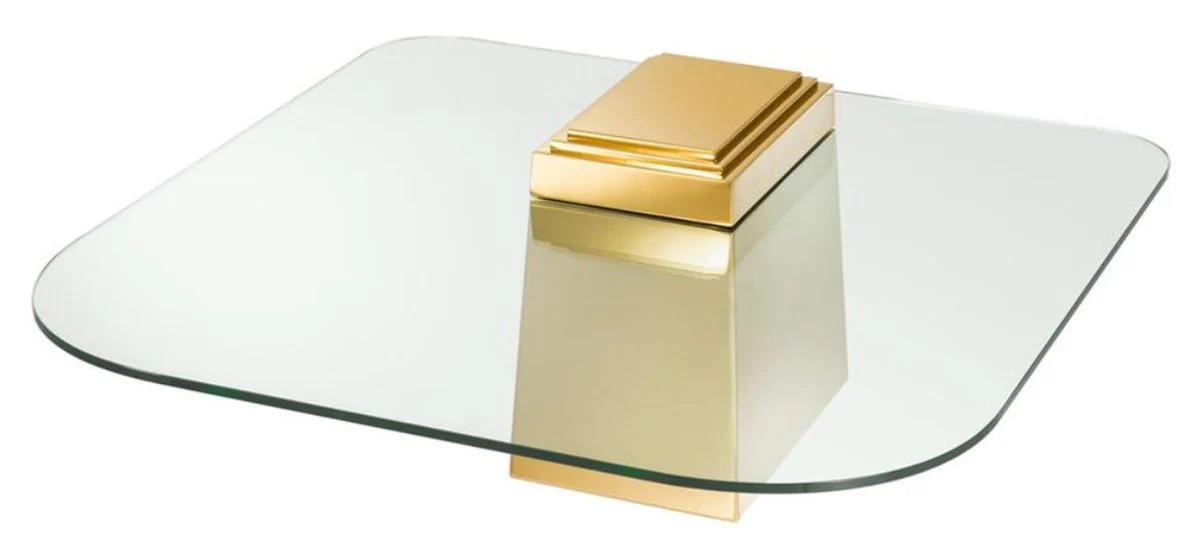 Luxus Couchtisch / Wohnzimmertisch Gold 105 x 105 x H. 44 cm - Luxus Wohnzimmermöbel