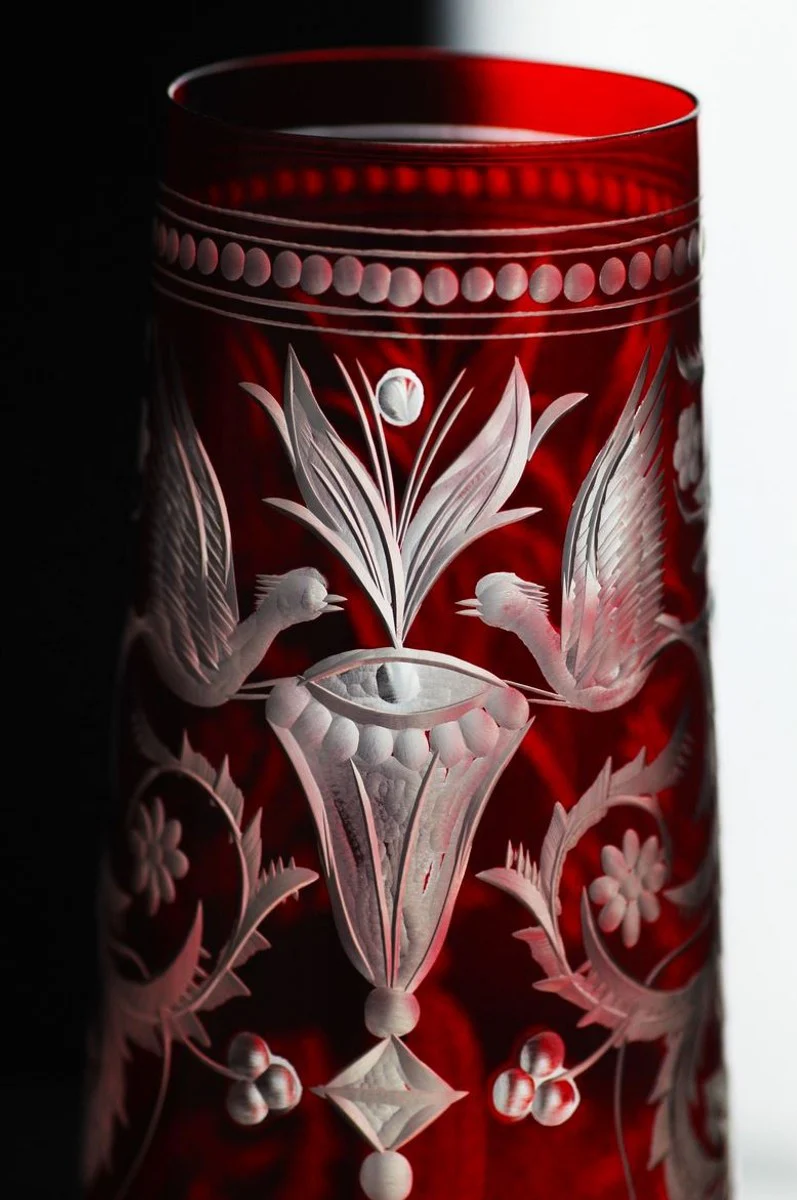 Luxus Champagnerglas 6er Set Rot / Silber Ø 6,5 x H. 26,5 cm - Handgefertigte und handgravierte Champagnergläser - Hotel & Restaurant Accessoires - Luxus Qualität