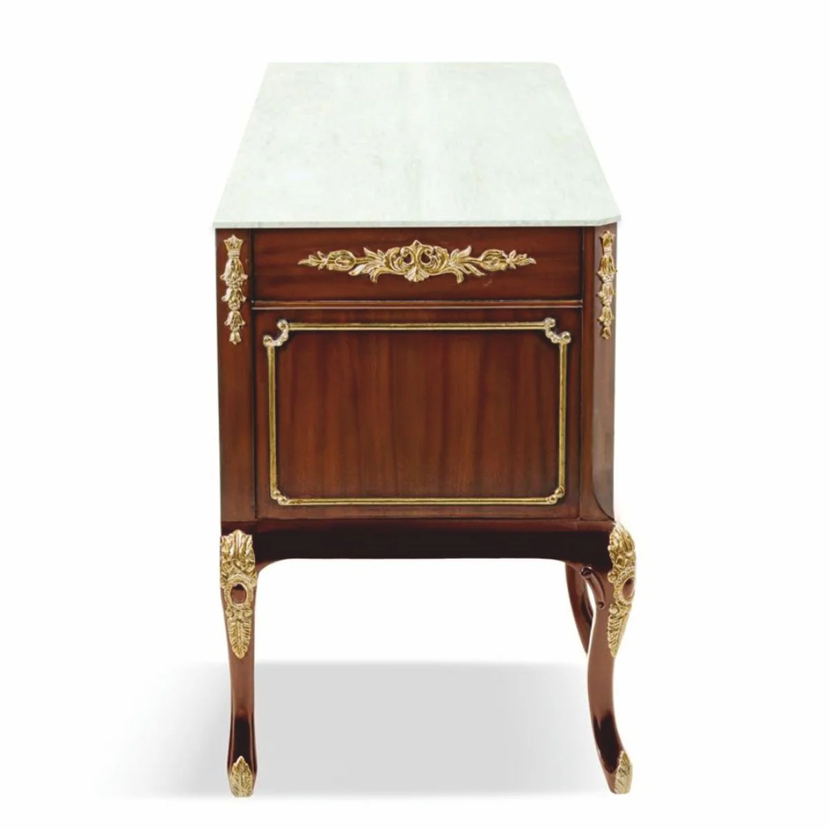 Luxus Barock Kommode mit Marmorplatte Braun / Gold / Creme 167 cm - Barock Möbel