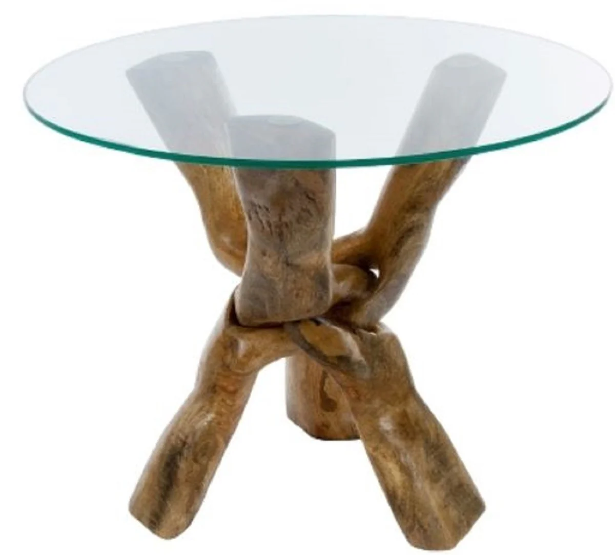 Luxus Glastisch Braun Ø 60 x H. 48 cm - Dreibeiniger Runder Wohnzimmertisch