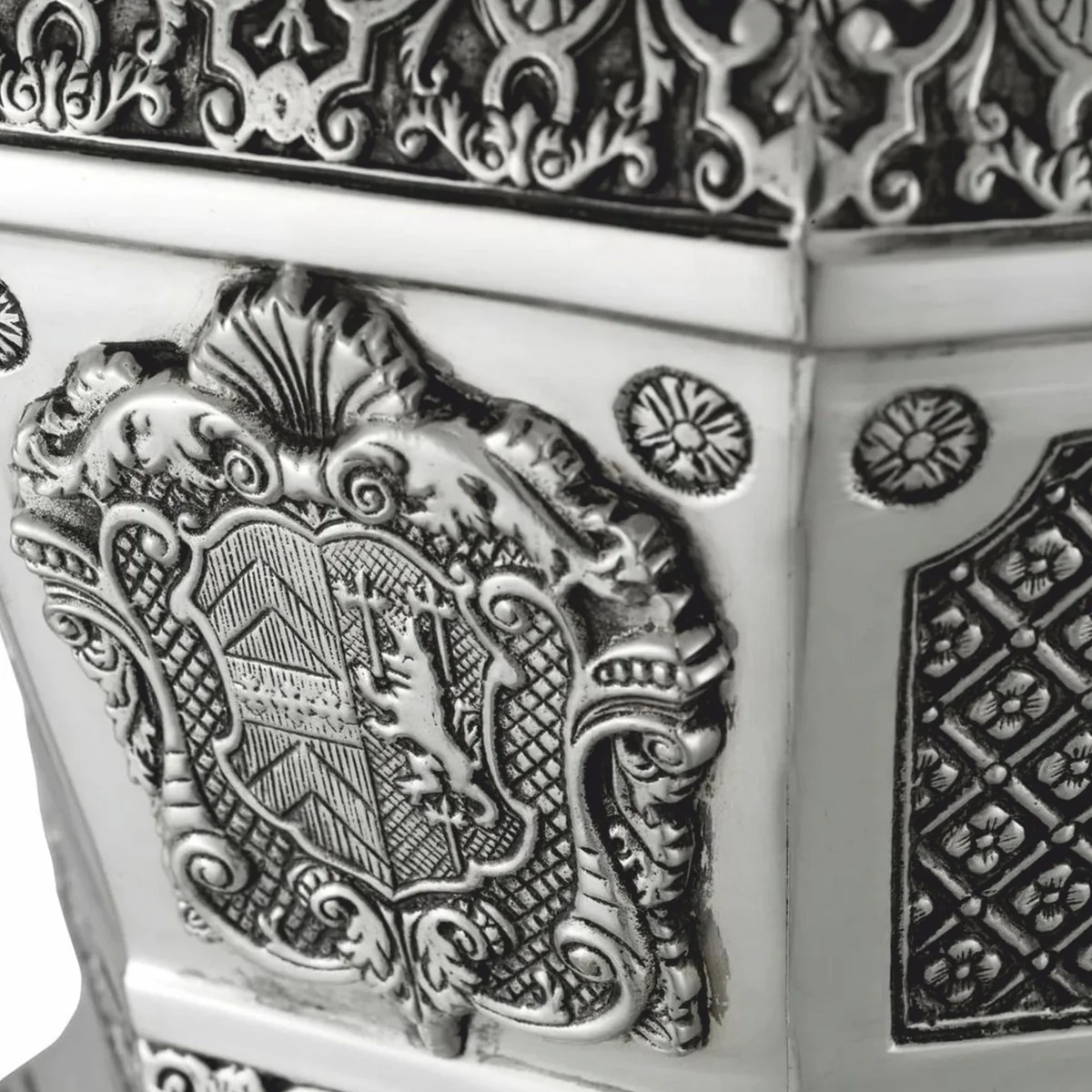 Luxus Barock Deko Weinkühler Antik Silber H. 30 cm - Hotel Deko