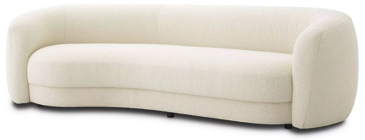 Luxus Sofa Elfenbein / Schwarz 232 x 95 x H. 70 cm - Gebogenes Wohnzimmer Sofa - Wohnzimmer Möbel - Luxus Möbel - Wohnzimmer Einrichtung - Luxus Einrichtung - Luxus Qualität
