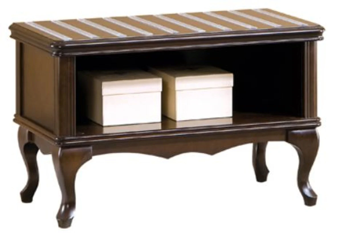 Luxus Jugendstil Schuhschrank Dunkelbraun 80 x 42,5 x H. 48 cm - Kleiner Massivholz Flurschrank - Barock & Jugendstil Garderoben Möbel