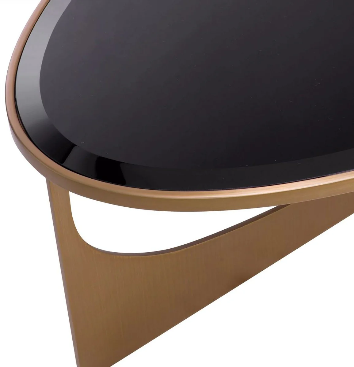 Luxus Couchtisch Messing / Schwarz 101,5 x 41,5 x H. 78,5 cm - Ovaler Edelstahl Wohnzimmertisch mit Glasplatte - Luxus Möbel - Wohnzimmer Möbel - Luxus Einrichtung