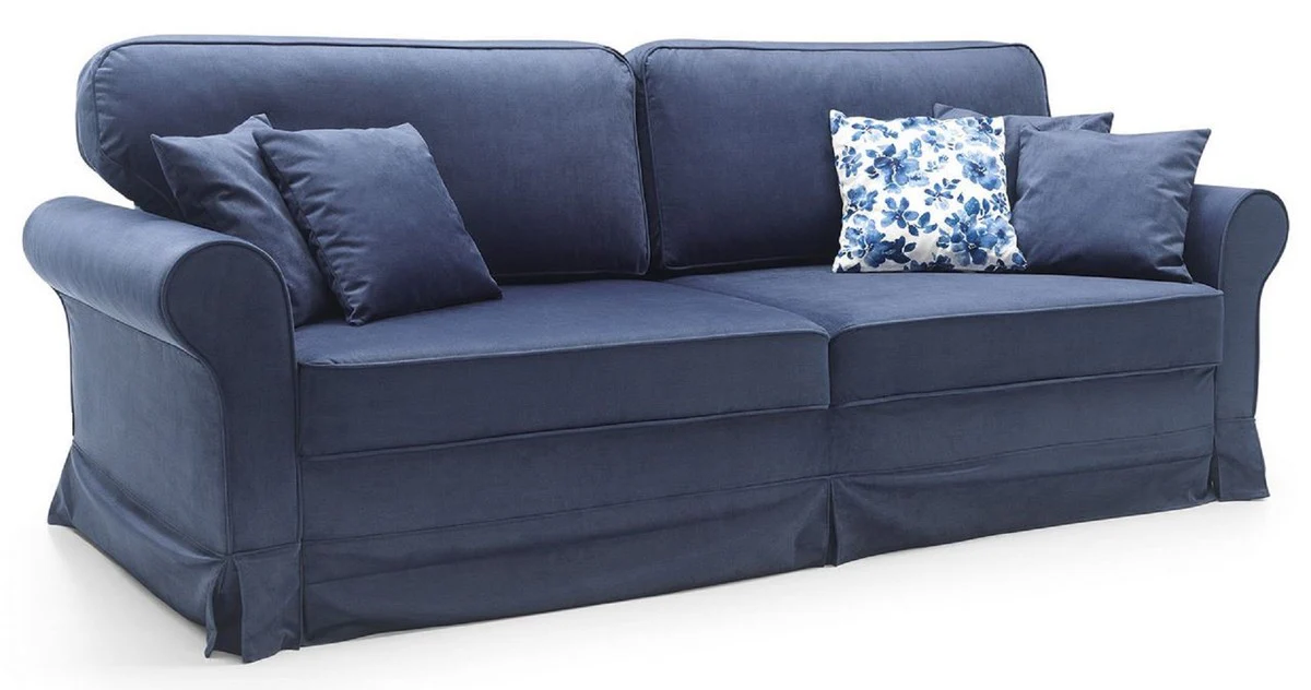 Luxus Sofa Blau 239 x 110 x H. 90 cm - Wohnzimmer Sofa mit Schlaffunktion - Wohnzimmer Möbel - Luxus Möbel - Luxus Interior