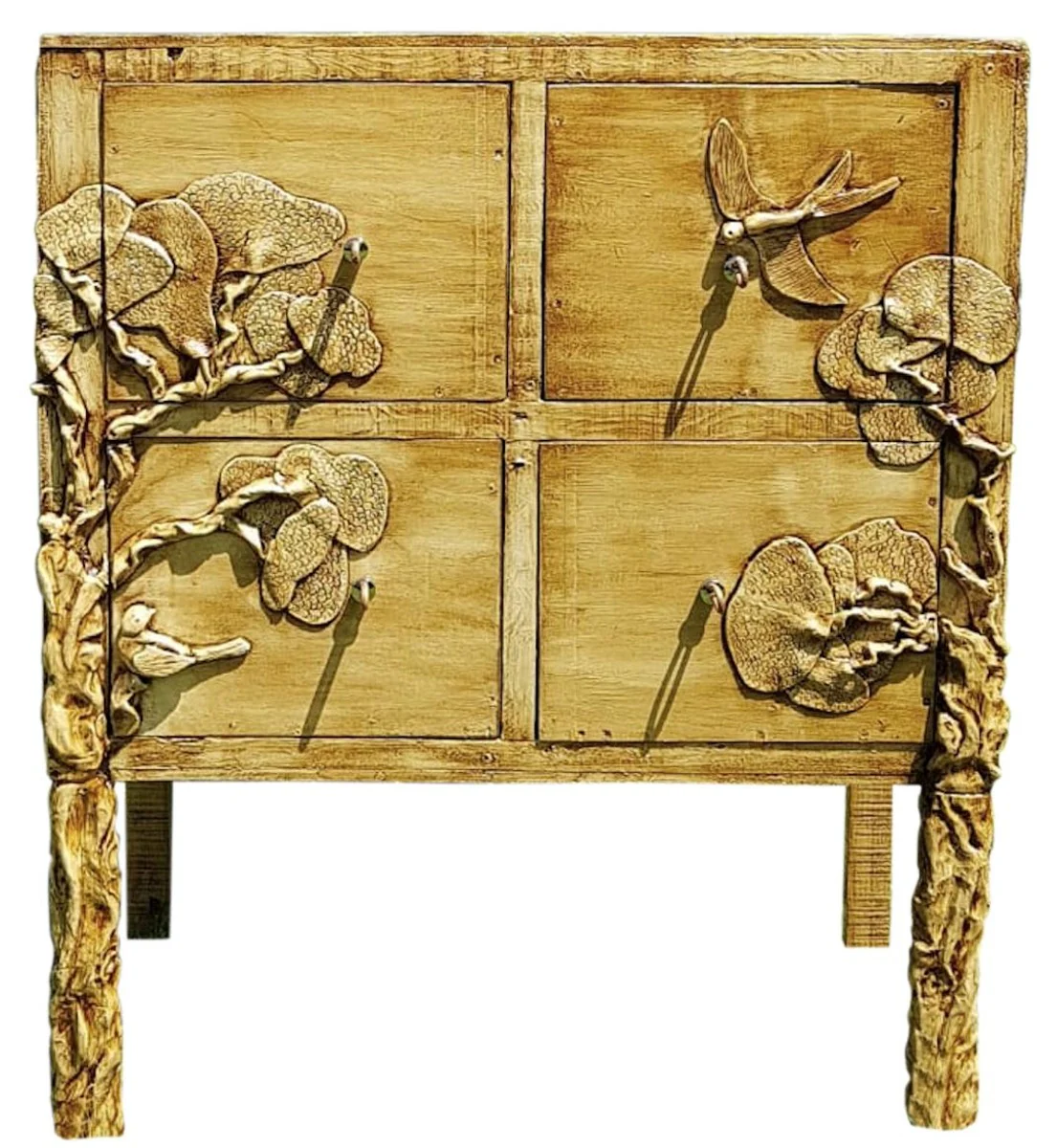 Luxus Landhausstil Kommode Antik Naturfarben - Handgefertigter Massivholz Schrank mit 4 Schubladen - Landhausstil Möbel