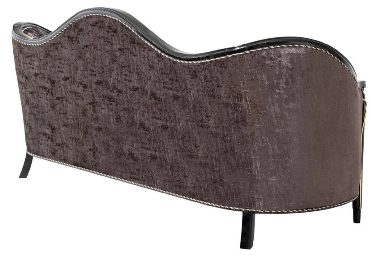 Luxus Barock Wohnzimmer Sofa Lila / Schwarz / Gold 250 cm