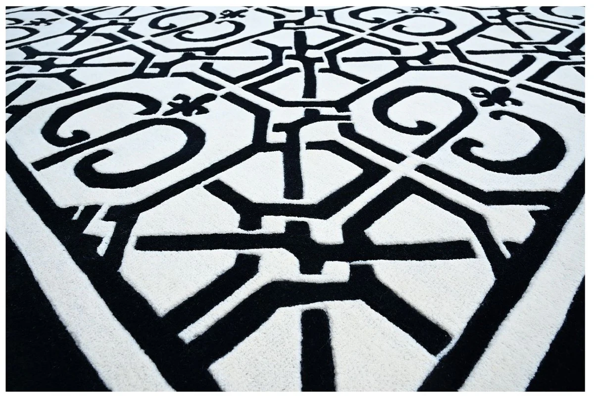 Luxus Barock Teppich Weiß / Schwarz - Verschiedene Größen