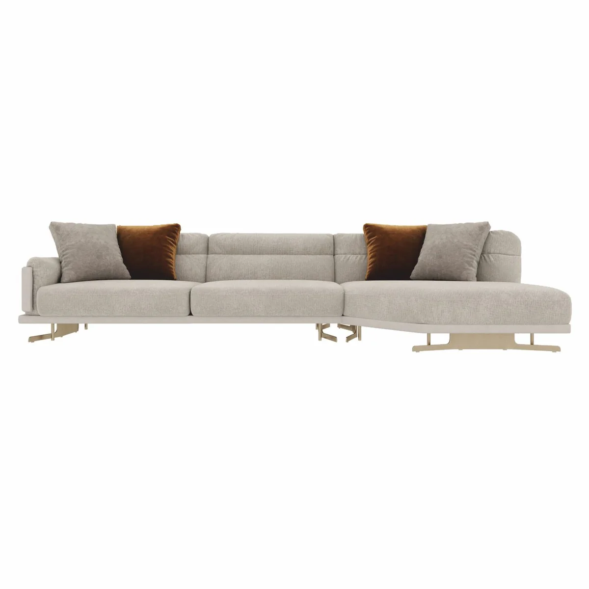 Luxus Ecksofa Grau / Messing 360 cm - Wohnzimmer & Hotel Sofa