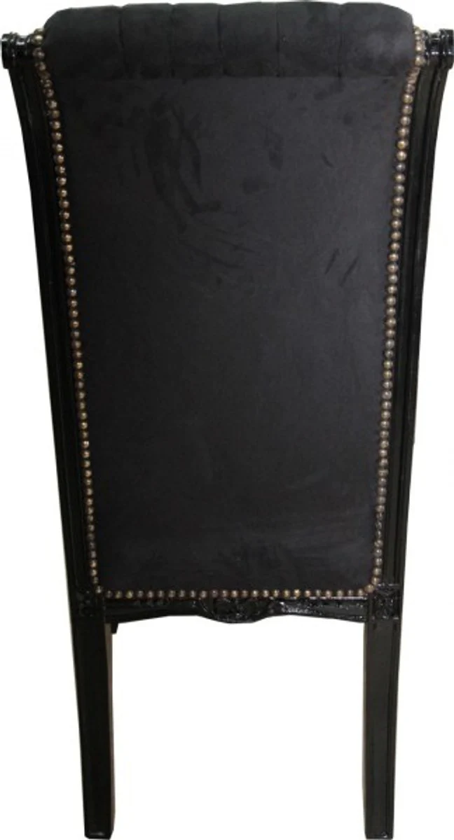 Barock Hochlehner Esszimmer Stuhl Schwarz / Schwarz - Hochlehnstuhl Möbel